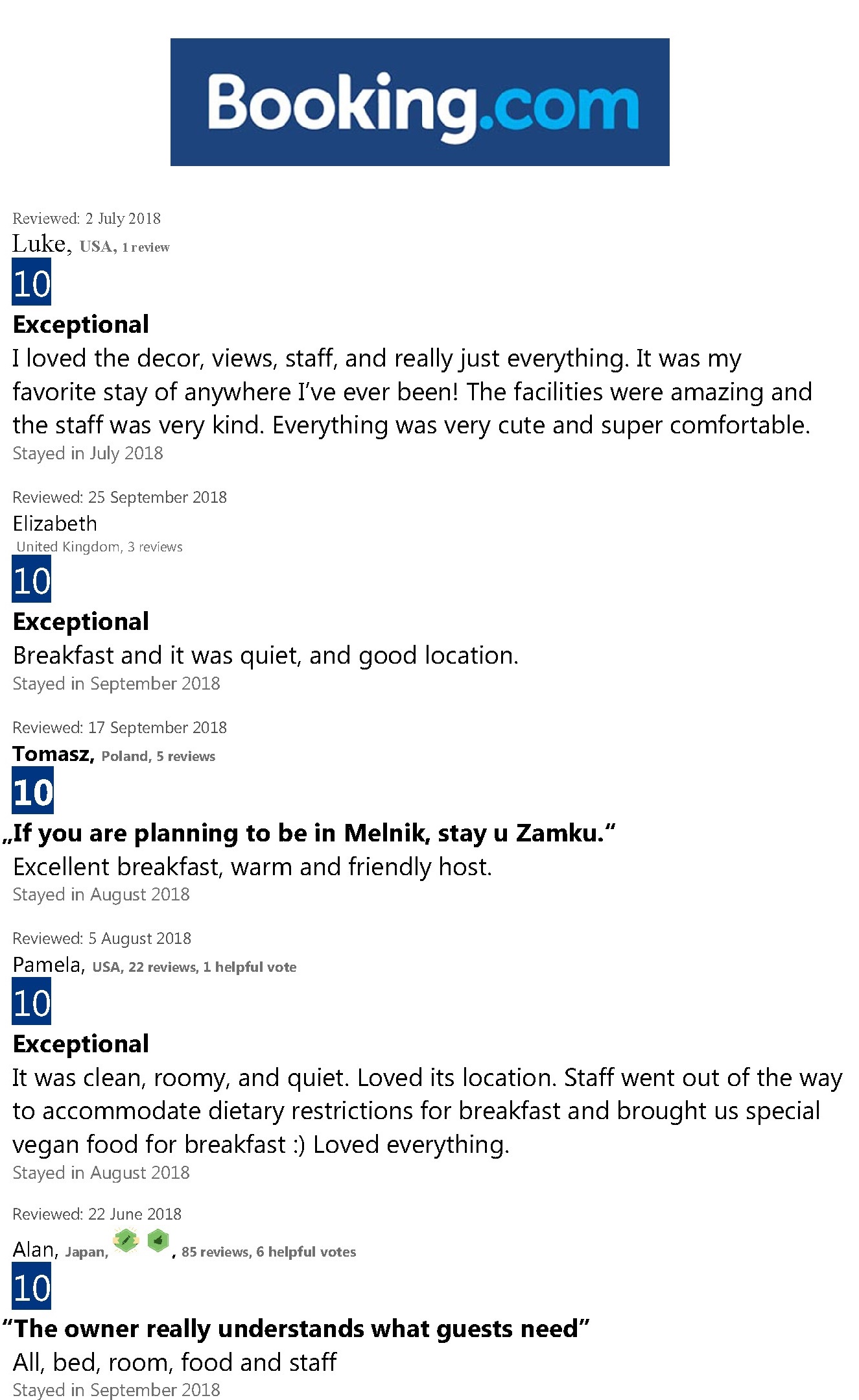 Evaluation on booking.com