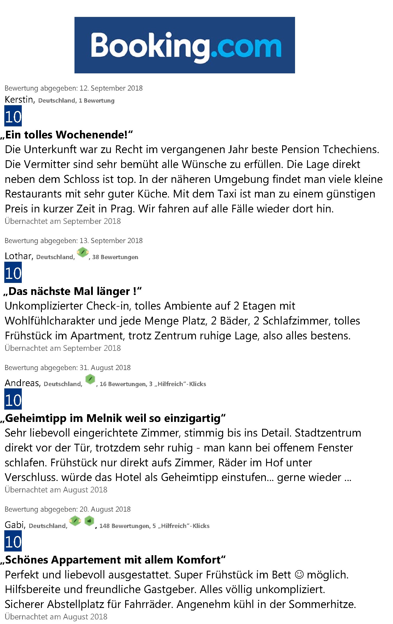 Bewertung booking.com